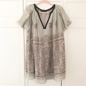 Zara Grey Silk Tunic/Mini Dress, Size Medium